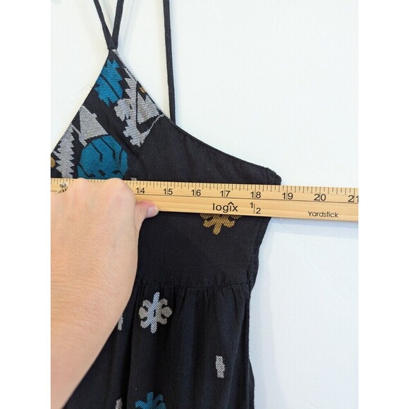 Free People Stiched with Love Maxi Dress Womens Size 8 Black Boho Tribal Flowy - Picture 11 of 14
